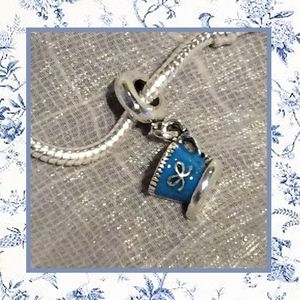 🌺TEA CUP BEAD CHARM ALICE WONDERLAND BOHO BLUE
